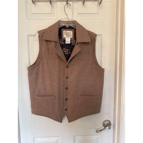 Cripple Creek Other - Cripple Creek Brown Wool Blend Western Snap Button Vest Size Medium